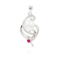 Open Pear Shaped With Cubic Zirconia Stone Solitaire Sterling Silver Pendant