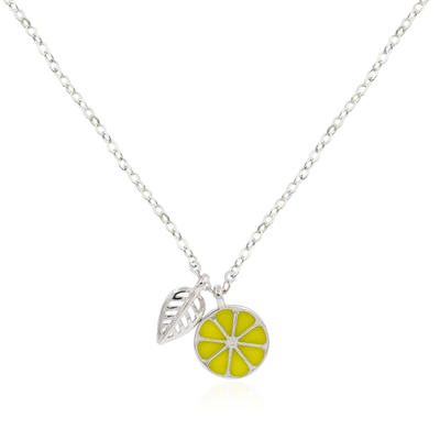 Korea Cute Lemon And Leaves Fruit Ladies Epoxy Coloring Friendship Necklace