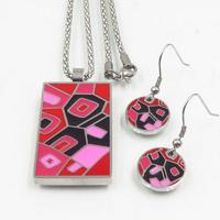 Red color enamel jewelry set for ladies from China