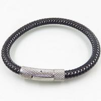 Latest simple design leather bangle stainless steel fashion wholesale jewelry