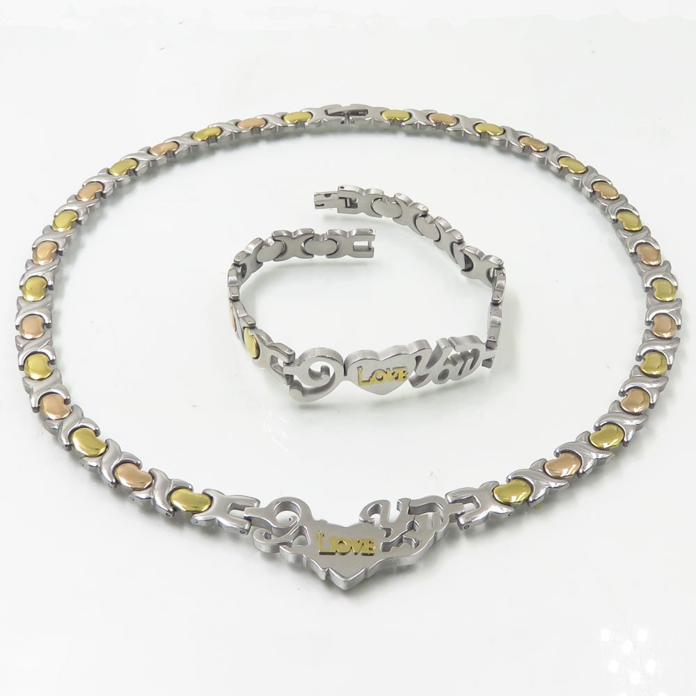 Baiyu stainless steel high quality byzantine link chain necklace bracelet set
