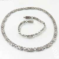 Silver color  stainless steel chain necklace unisex fashion jewelry set