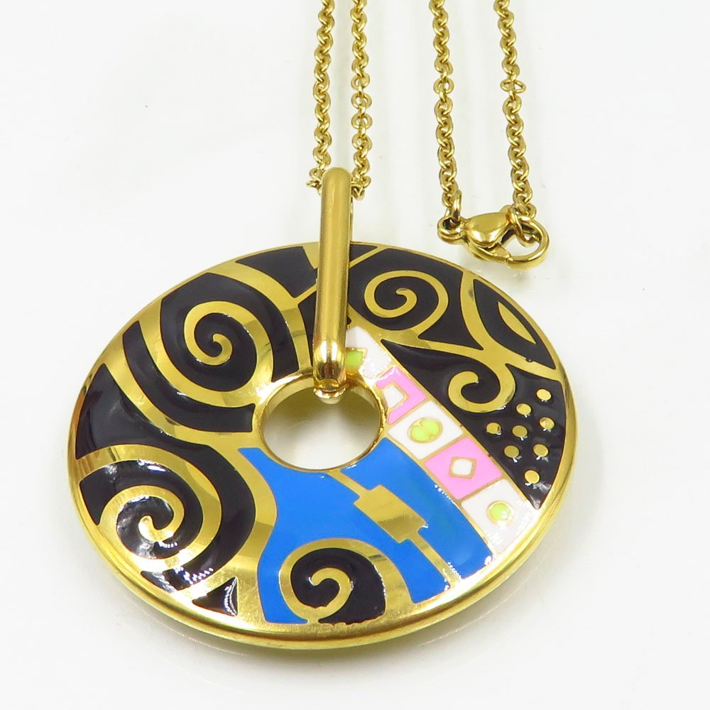 Top quality Guangzhou round shape gold plated Oil drop process women necklace stainless steel chain