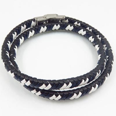 Guangzhou factory wholesale three color leather rope men stainless steel bangle