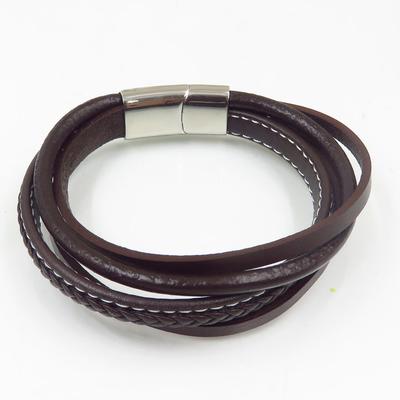Wholesale and fashionable stainless steel buckle bracelet braided leather rope bangle from China