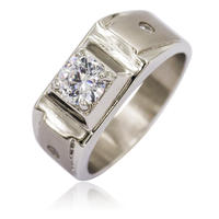 Simple design stainless steel women square stone ring jewelry