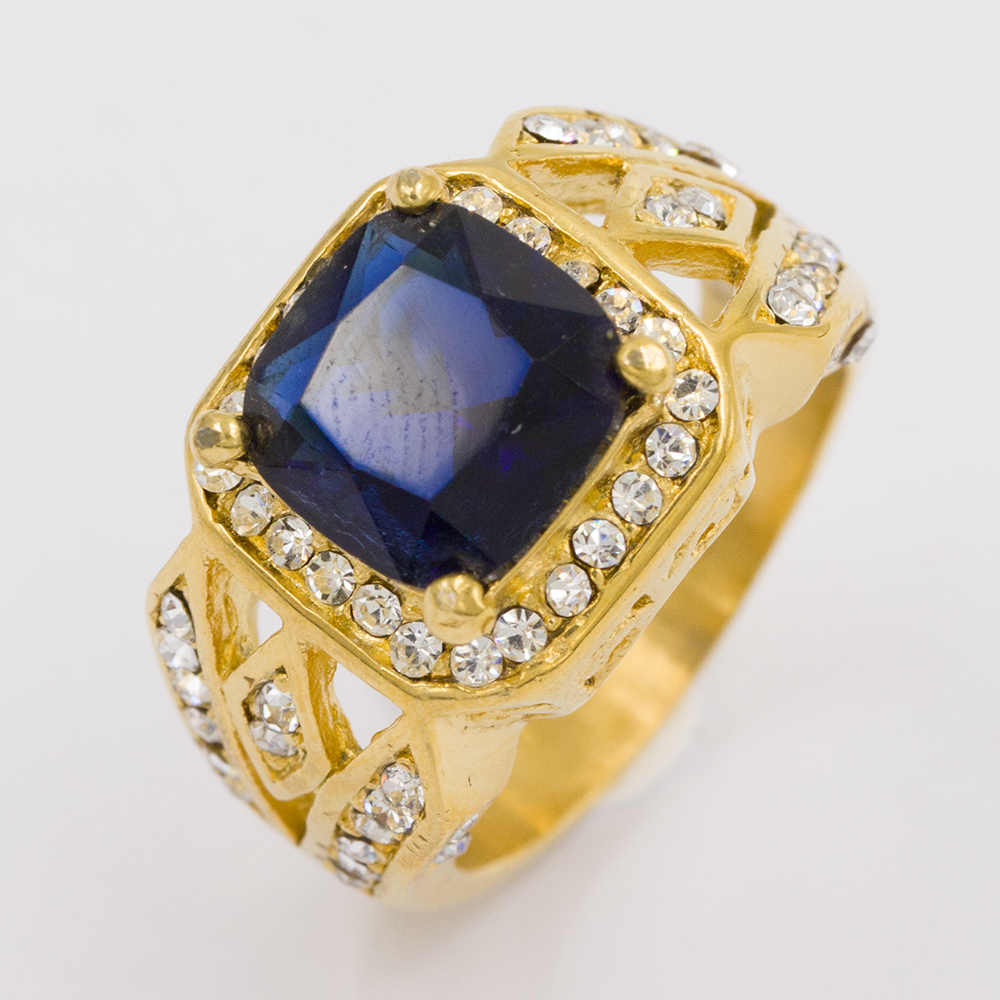 Chinese manufacturer fashion wave design blue sapphire crystal stone ring