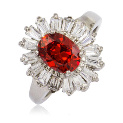 new model red crystal stone jewelry silver promise ring
