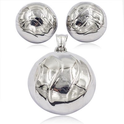Wholesale grainy silver color hemispherical stainless steel jewelry set