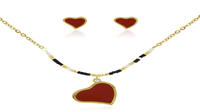 Elegant heart pendent necklace jewelry set in stainless steel AW00046vhhl-415