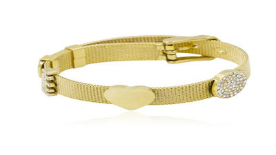Fashion stainless steel gold bangle love heart women bracelet