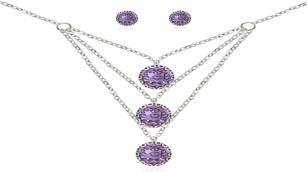 Elegant bridal jewelry set with  purple stone for women