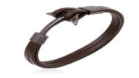 Good quality brown leather anchor  mens bracelet