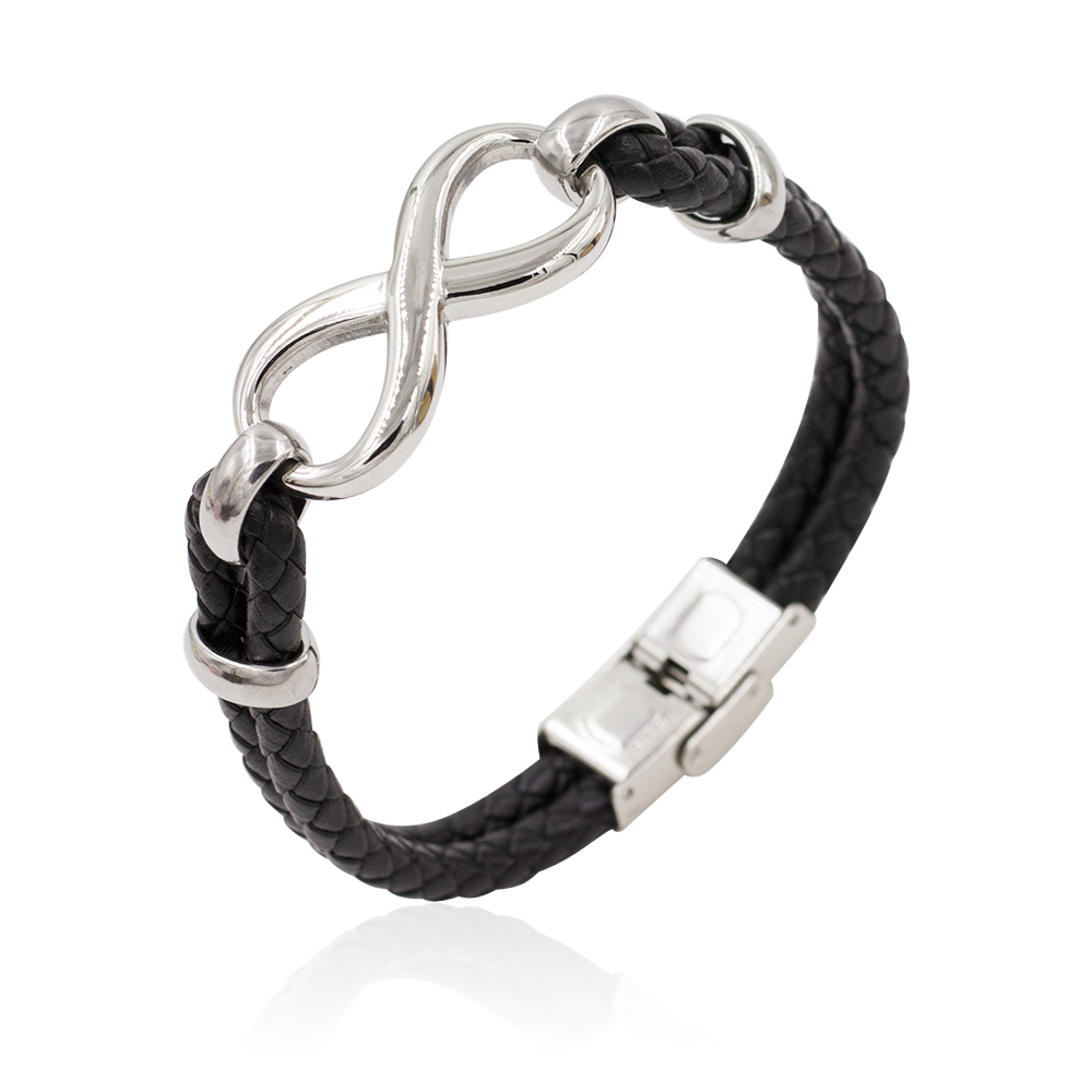 High quality fashion men's leather wrap bracelet charm bracelet - AW00291-673