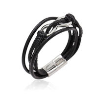 Stainless steel fashion cuff bracelet leather bracelet for men - AW00304-673