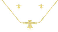 Wholesale women cross crystal golden jewelry set