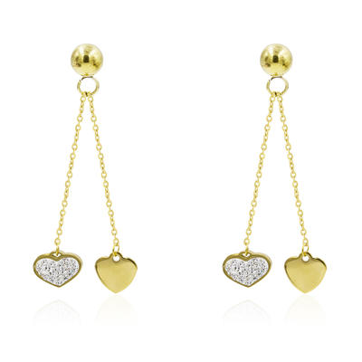 Customized women heart dubai gold earrings with long pendant-AW00369bbov-627