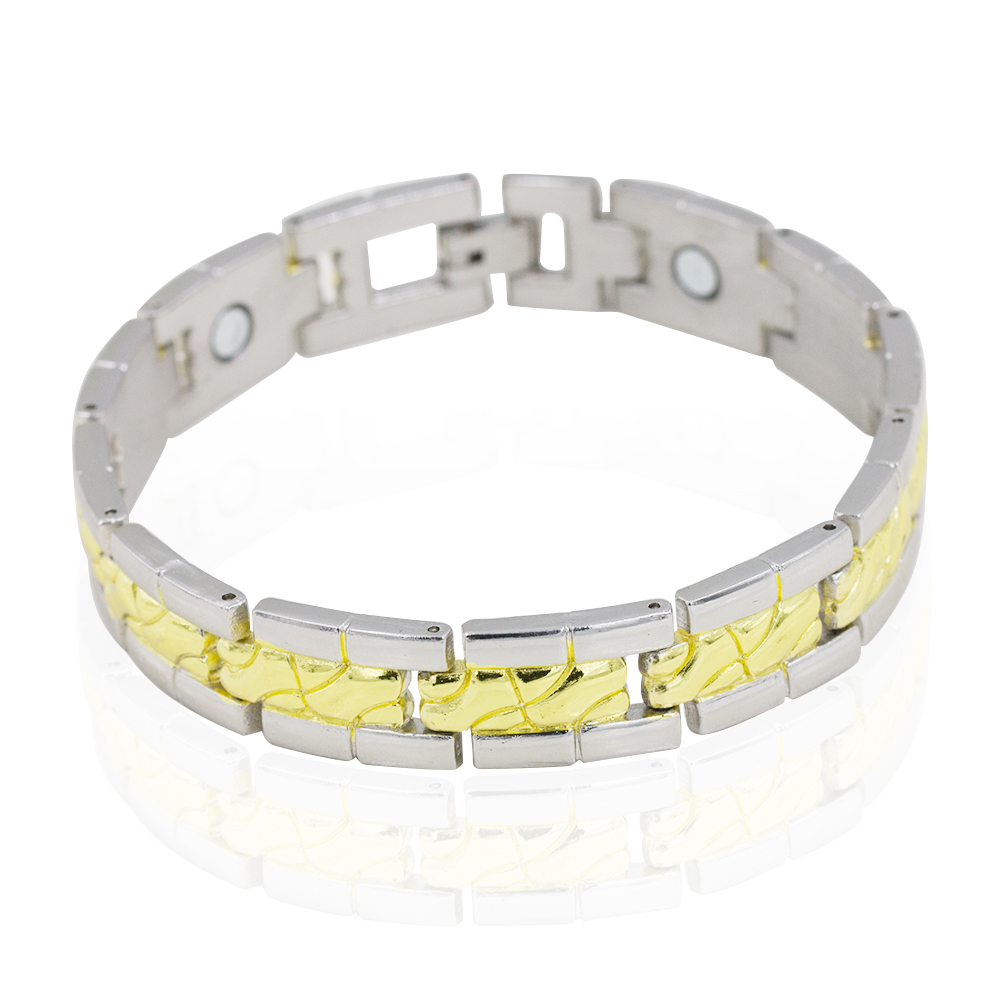 Heathly men's bio magnetic fashion stainless steel gold  bracelet - AW00402bhva-244