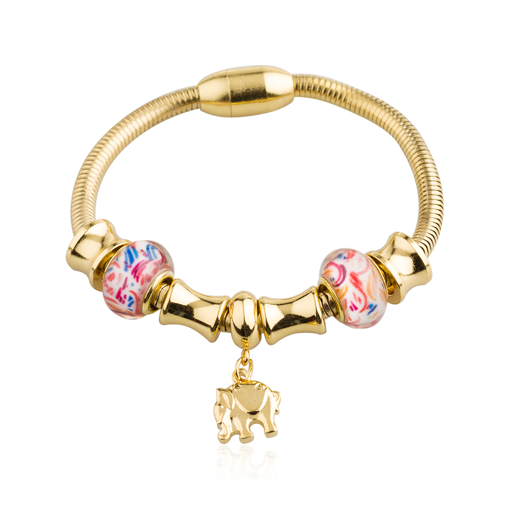 Wholesale  dubai color beads women steel charm bracelet