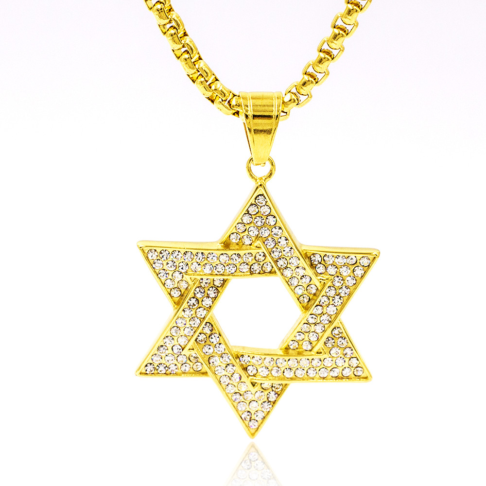 New design gold star shape fashion hexagonal necklace