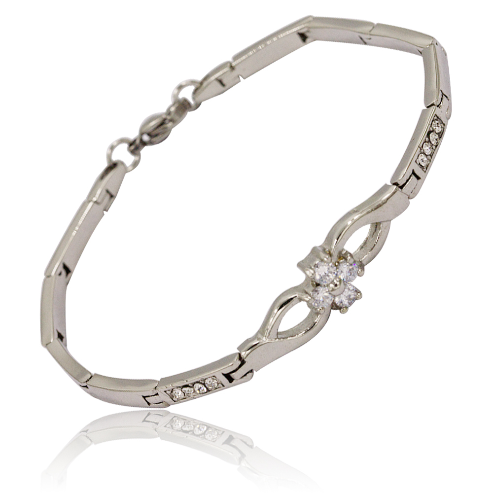 Stainless steel link chain stone bracelet jewelry for women