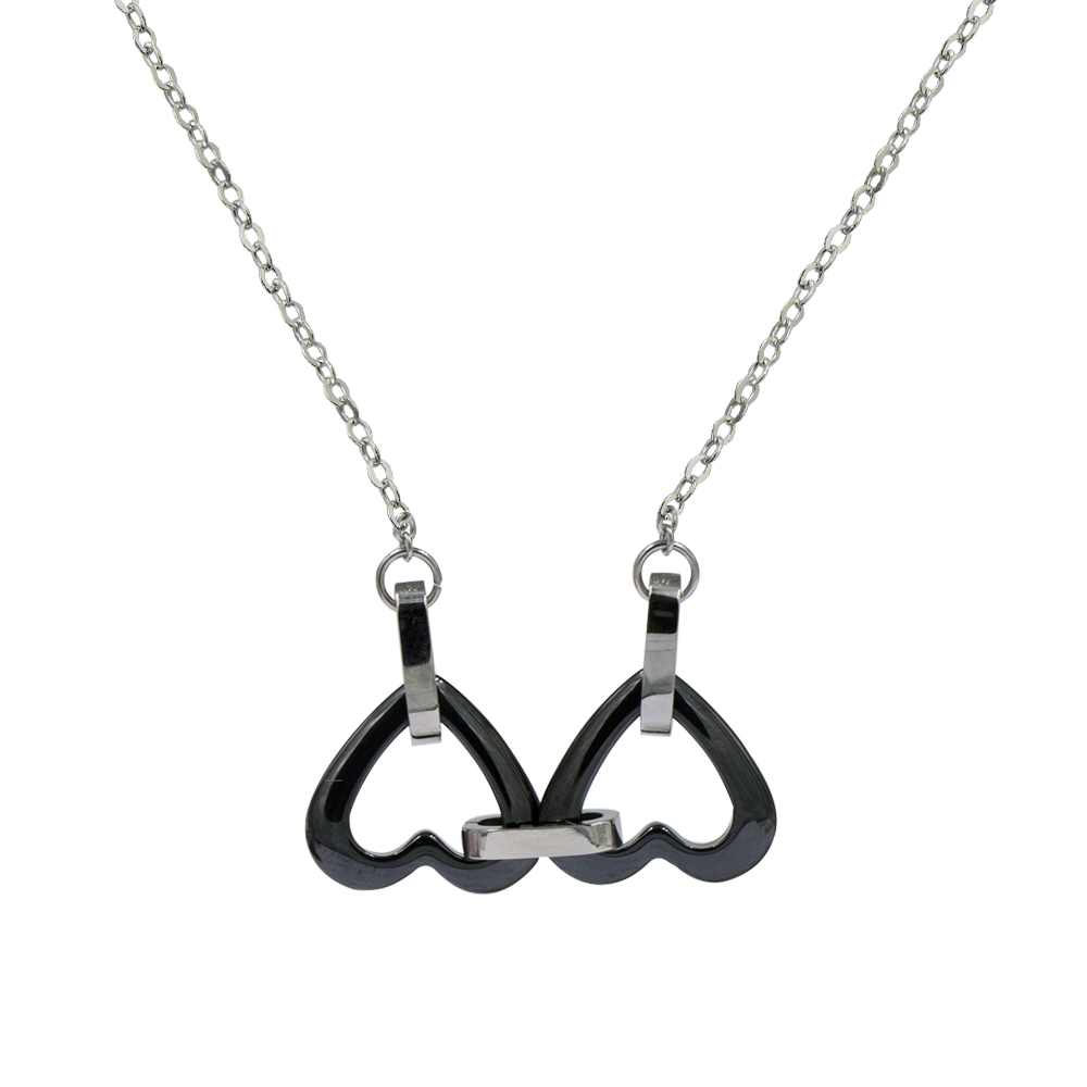 Fashion design love heart necklace in stainless steel for women - VD057512bhva-676