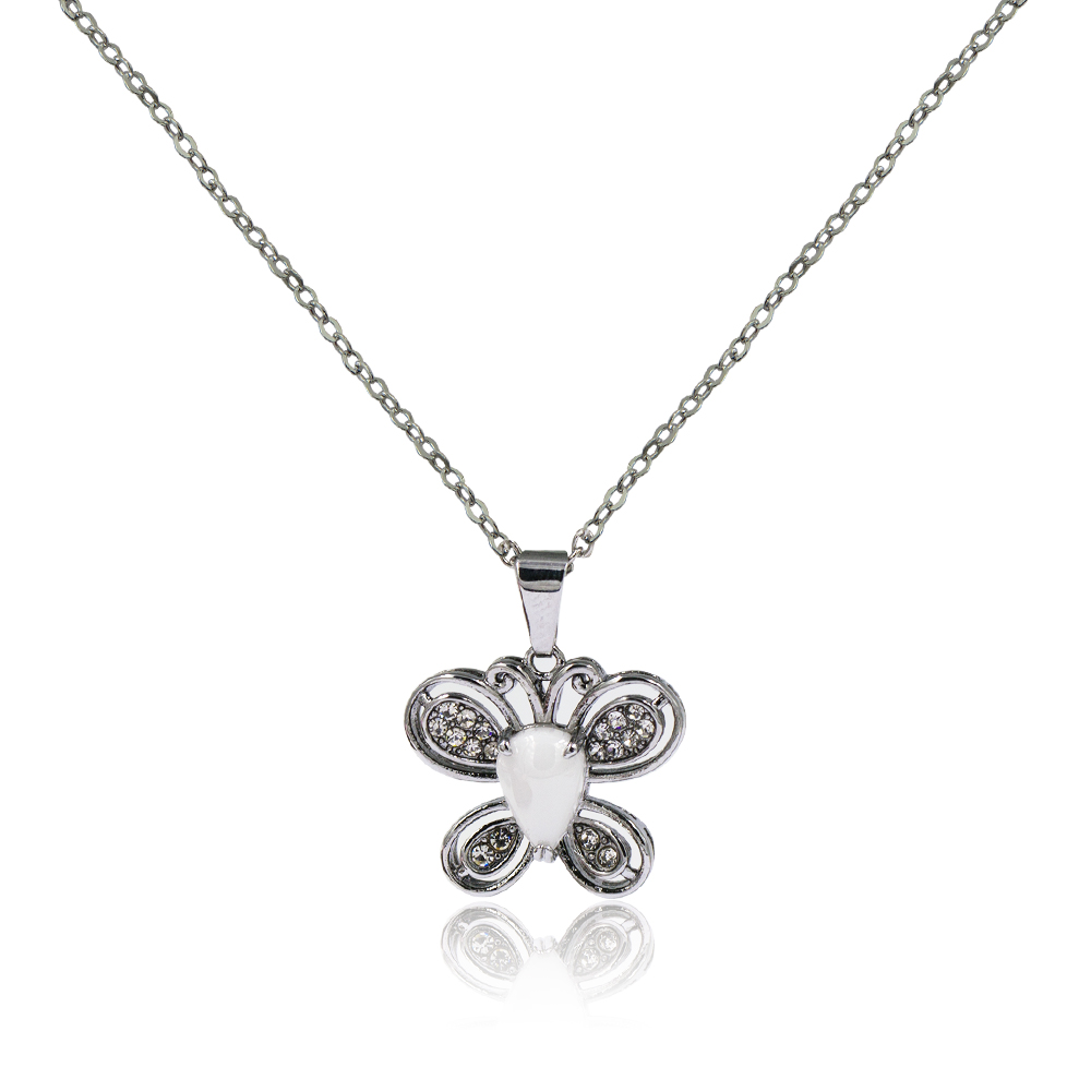 Low price steel engagement butterfly necklace with crystal - VD057515ahlv-676