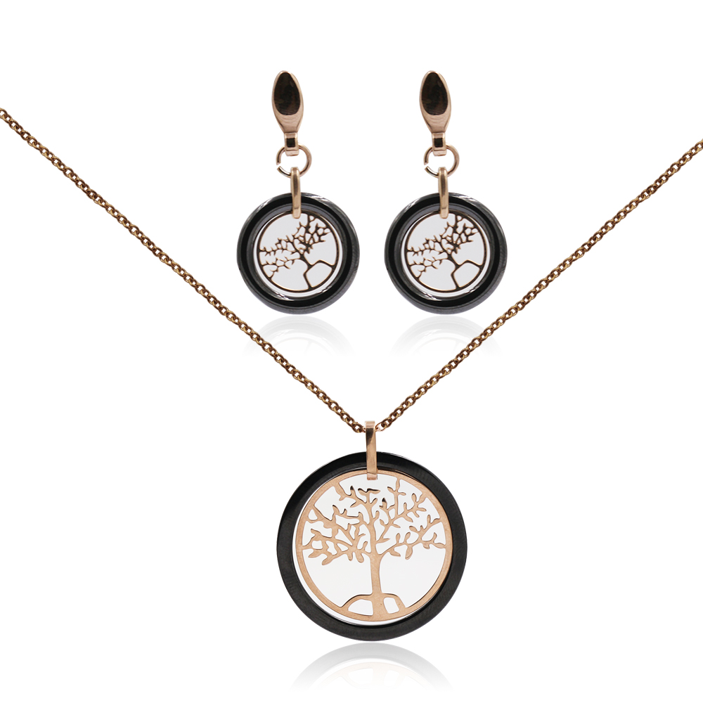Lovely tree necklace set jewelery set in stainless steel for women - VD057761vila-676