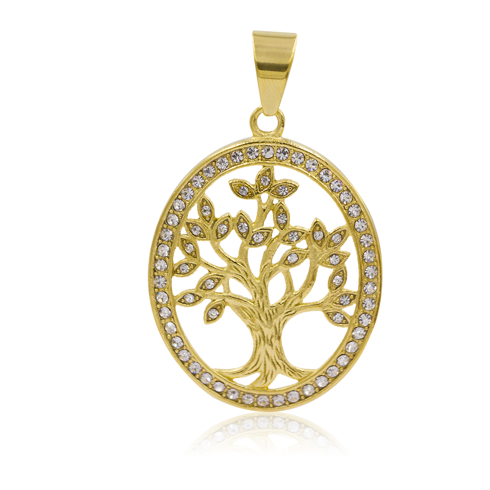 Custom life tree gold plated dubai pendant with crystal for women - VD057793vhha-640