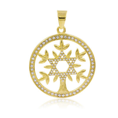 Gold plated star shape tree necklace pendant in stainless steel  - VD057796vhha-640