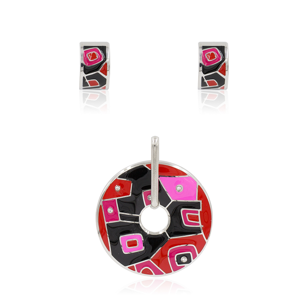 Wholesale stainless steel round style Drop Oil colorful Enamel women jewelry set
