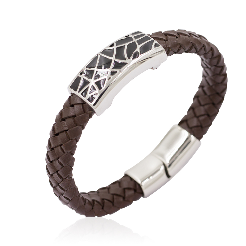 Stainless steel retro fashion personality leather bracelet for men - AW00214aivb-683