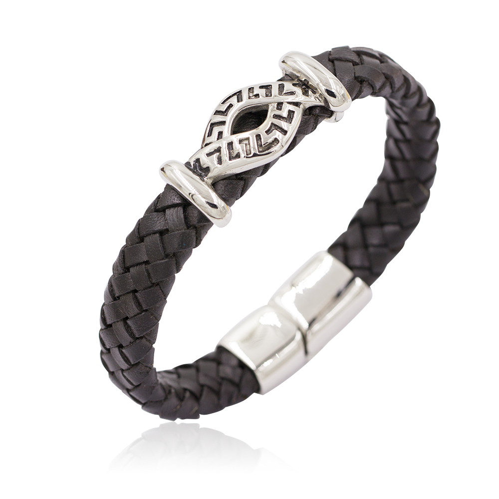 Customized stainless steel bracelet retro leather bracelet for men - AW00218aivb-683