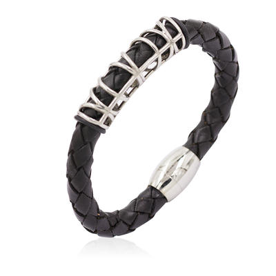 Custom men 's fashion bracelet leather bracelet in stainless steel - AW00220vhmv-683