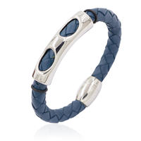 Simple design fashion wide braided leather bracelets for men - AW00221vhmv-683