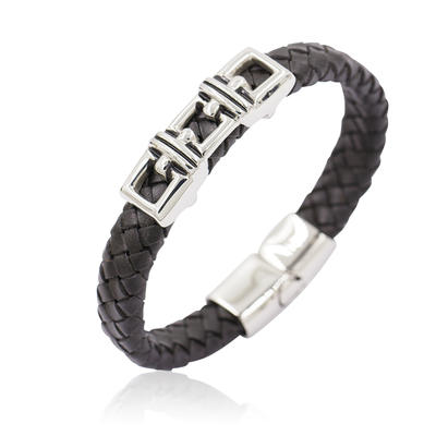 Jewelry bracelet for men clasp leather bracelet in stainless steel - AW00222aivb-683