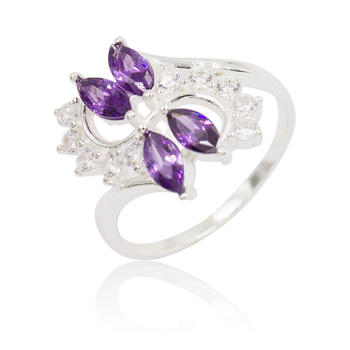 Wholesale Latest Design 925 Silver Female Violet Main Stone Ladies Rings