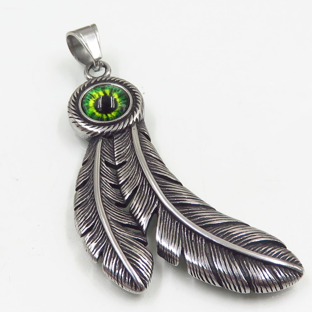 Promotional custom fashion feather metal pendant