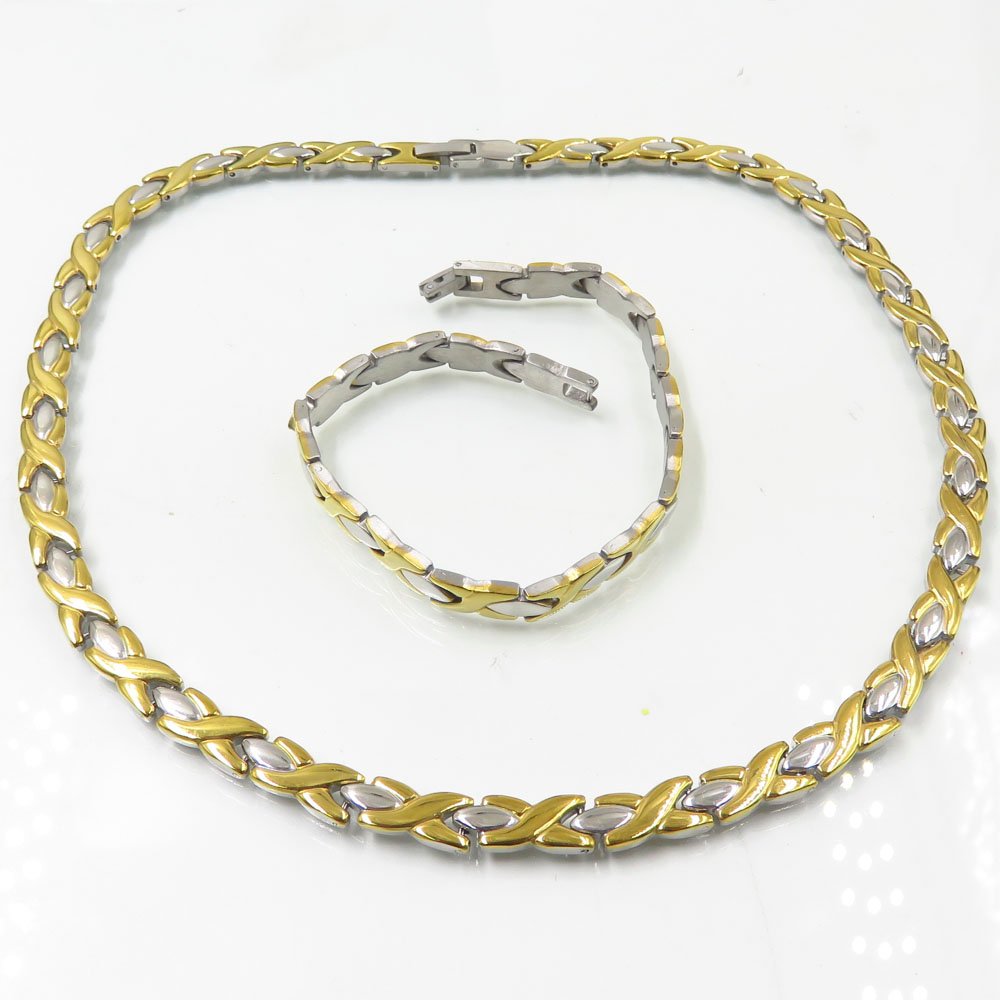 High quality luxury light gold bracelet necklace chain jewelry set