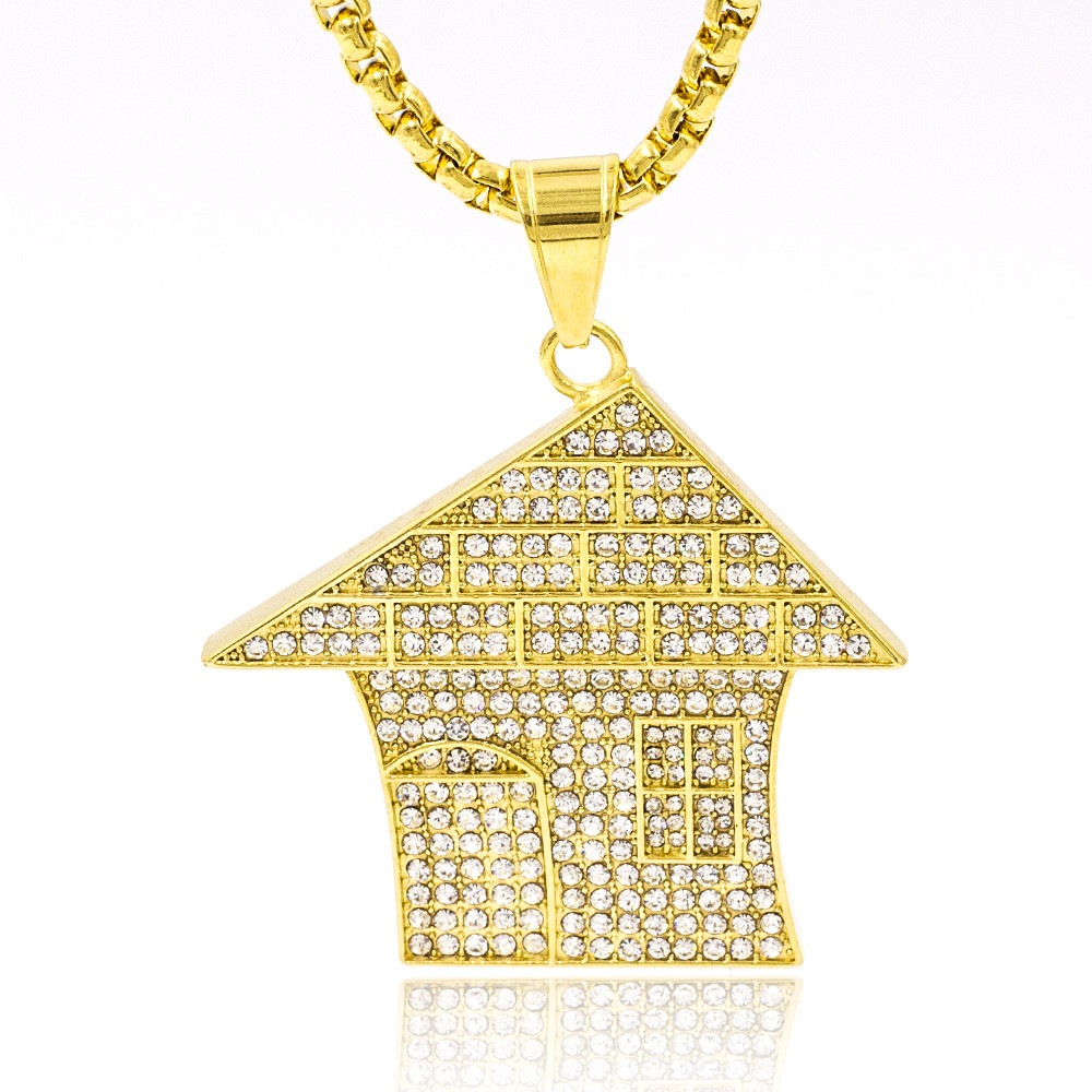 For beautiful girl crystal house pendant necklace