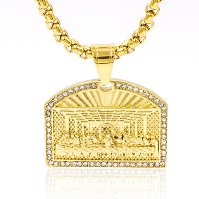 High quality personalize engraved crystal stone necklace in gold color