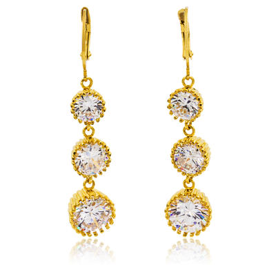 Baiyu big crystal gold plated dangle earrings