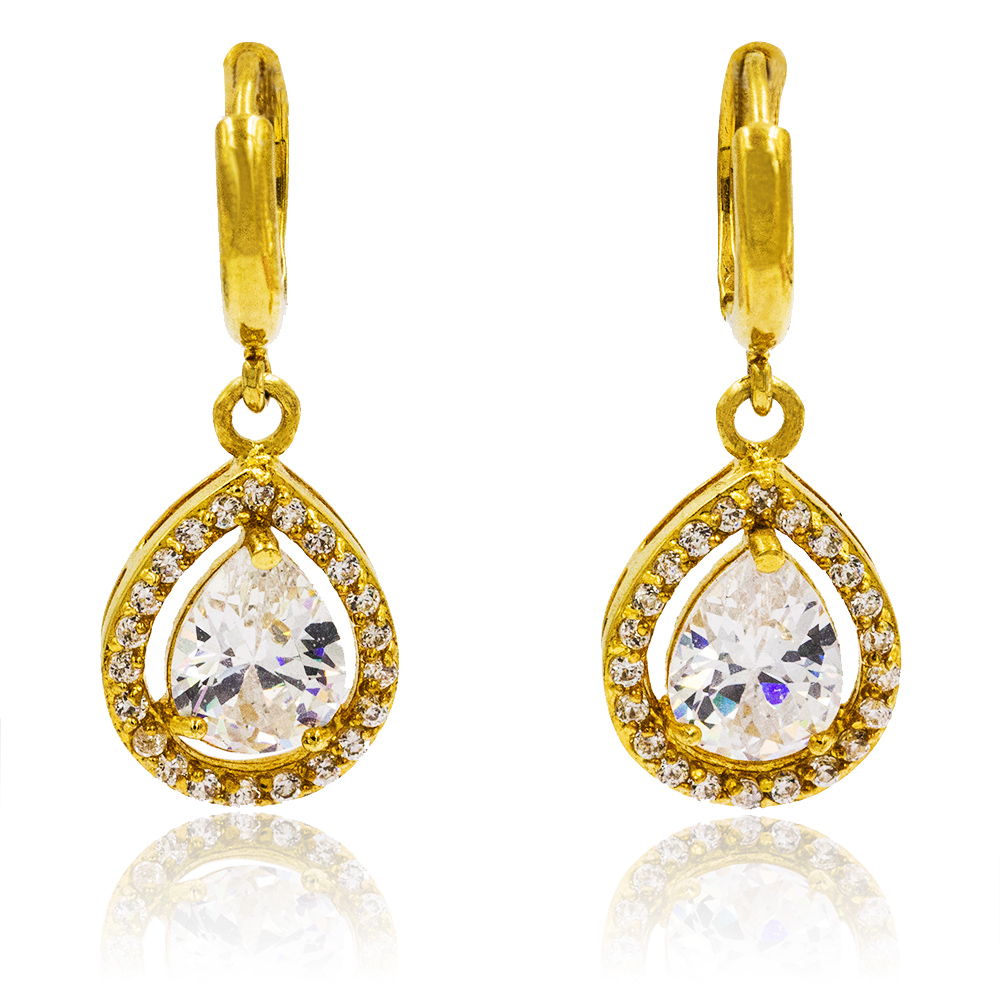 Luxury gold plated stainless steel water drop shape earrings