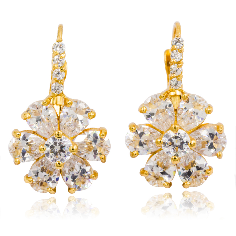 High quality stainless steel gold plated flower earrings for party