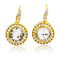 18K gold plated round shape crystal earrings