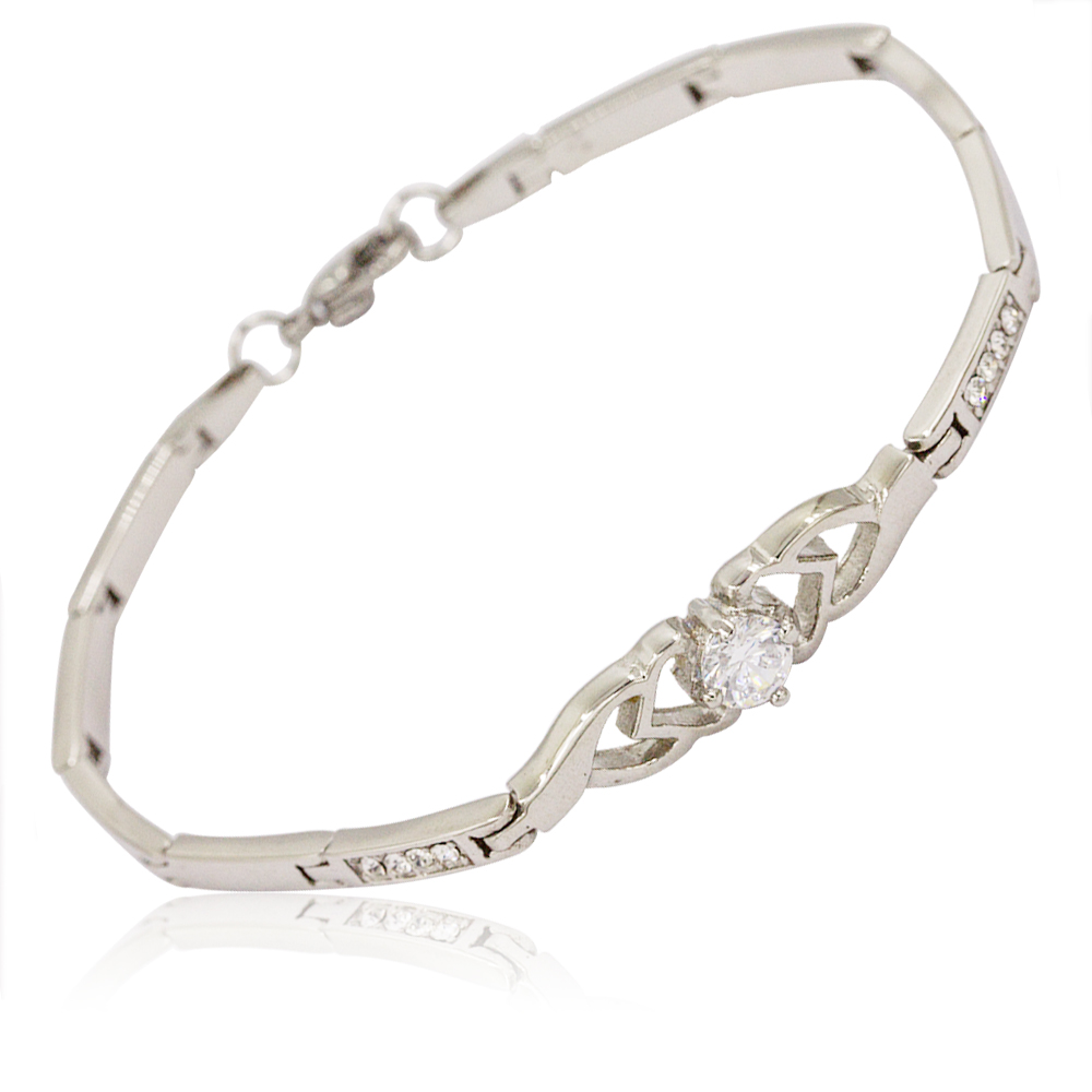 Fantastic tiny stainless steel love heart women crystal bracelet