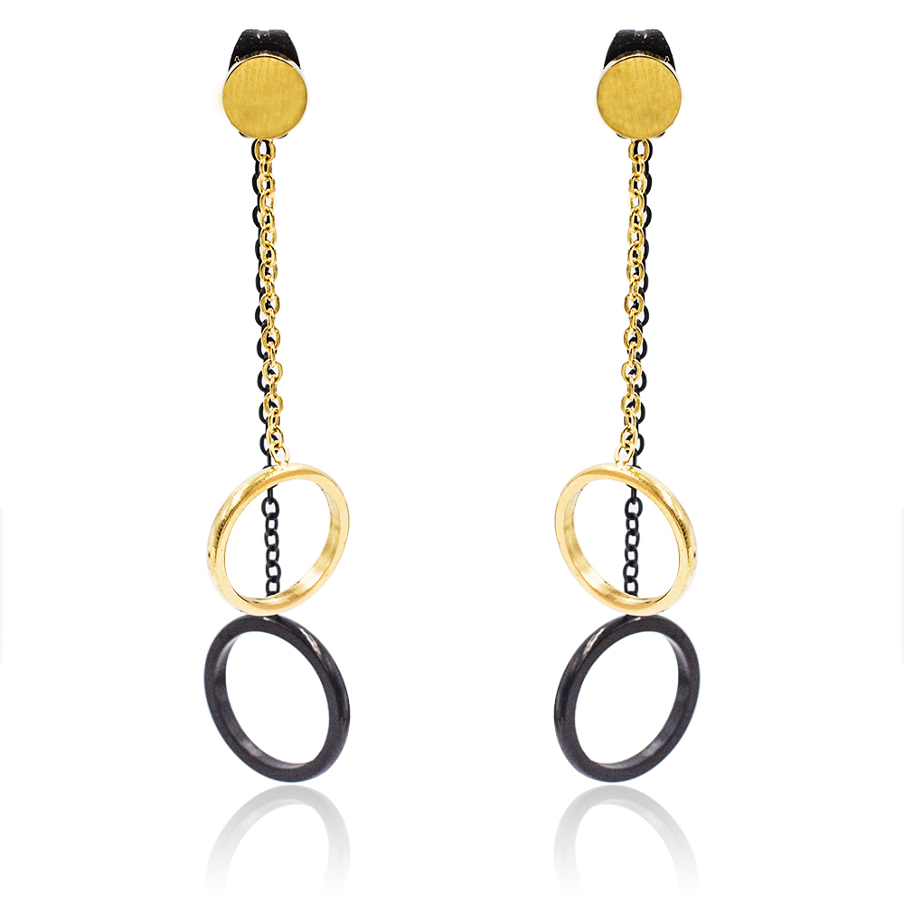 Simple style double circle drop dangling earrings