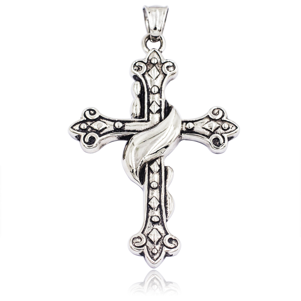 High quality silver custom cross pendant in stainless steel