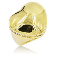 Golden big love heart shape ring designs in stainless steel
