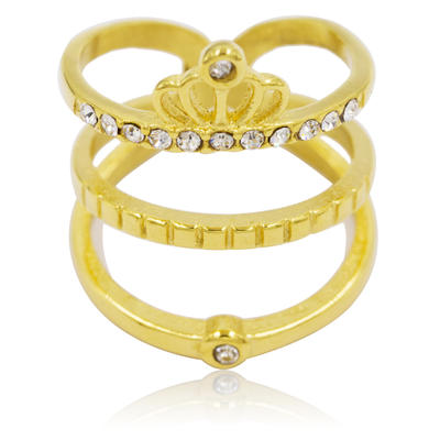 Crown style wholesale stainless steel custom diamond wedding gold women ring